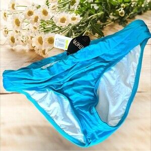 ATHENA Bikini Swim Bottom Turquoise Fold-over Pleating Detail Sz 14 NWT